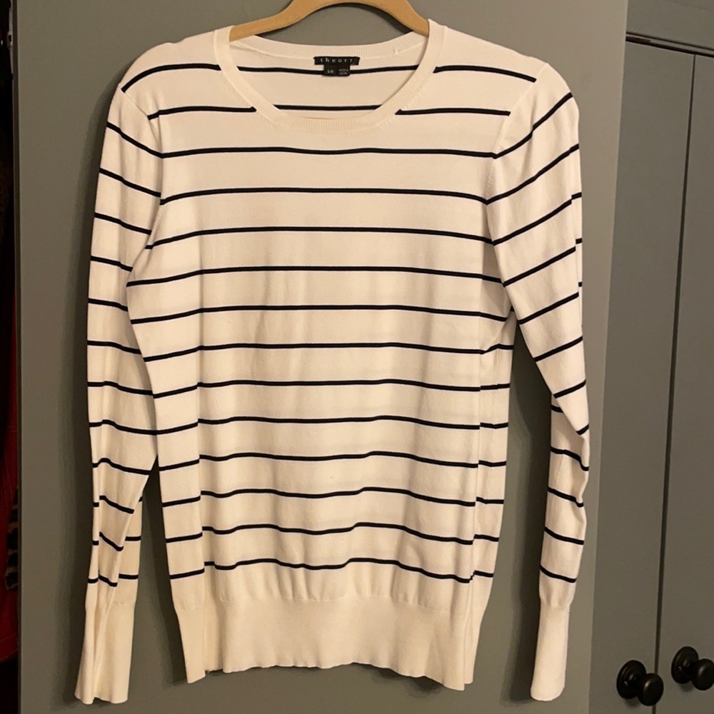 Theory Navy and White striped sweater